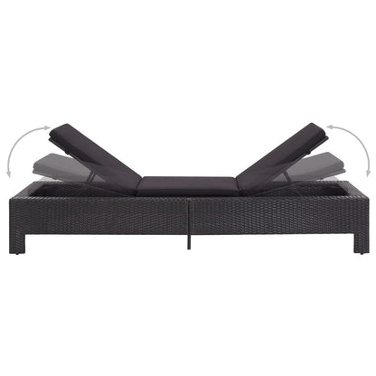 Sonnenliege mit Auflage Schwarz Poly Rattan - Pazzar.ch