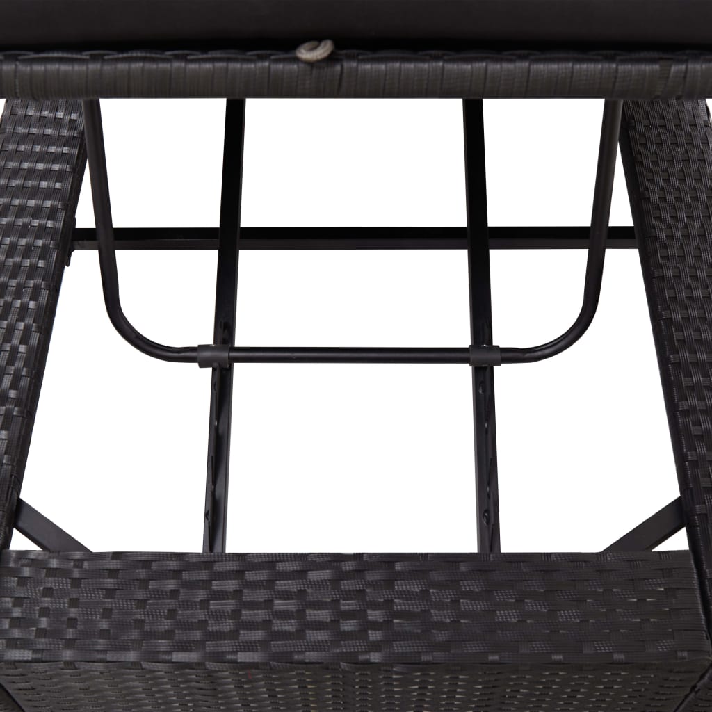 Sonnenliege mit Auflage Schwarz Poly Rattan - Pazzar.ch