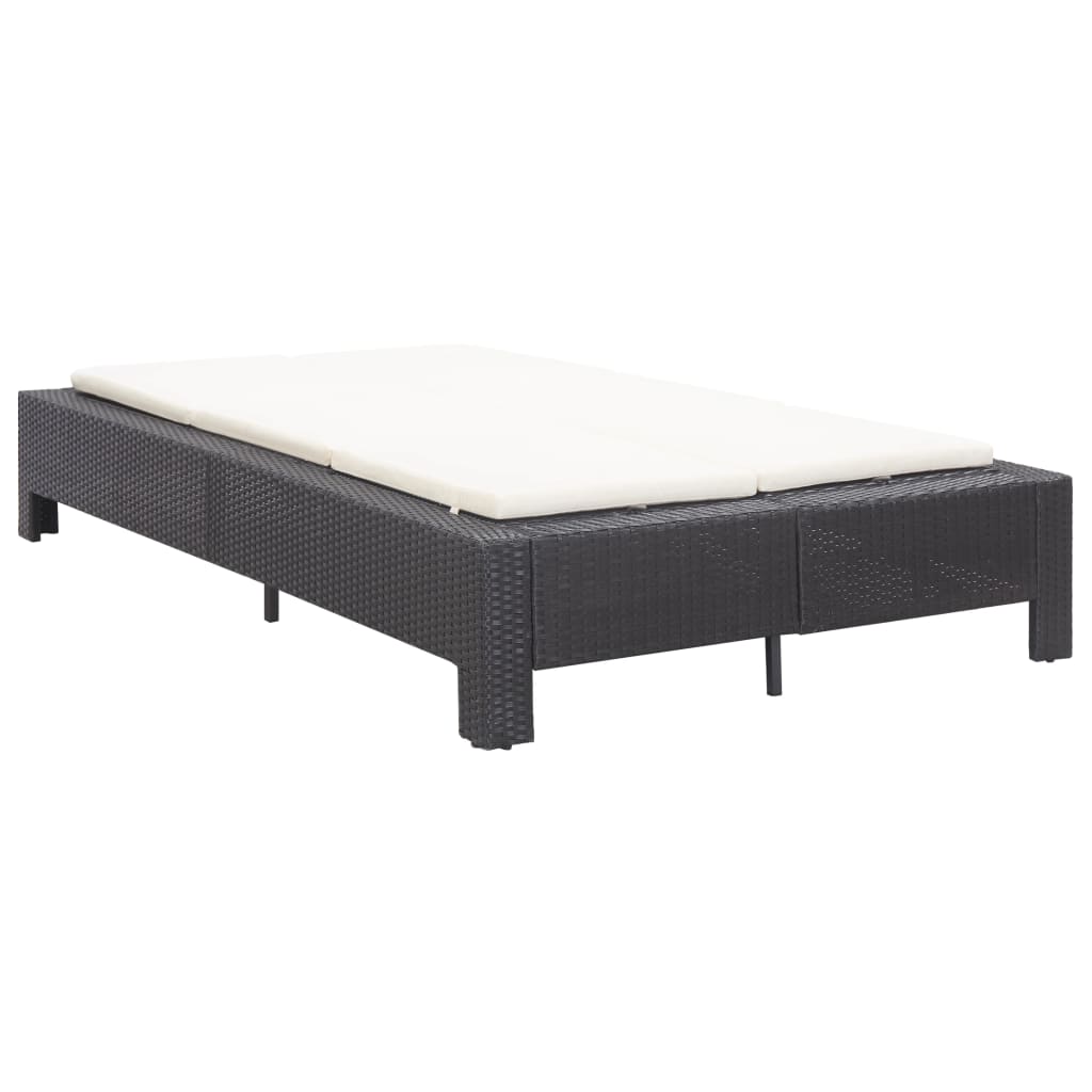 2-Personen-Sonnenliege mit Auflage Schwarz Poly Rattan - Pazzar.ch