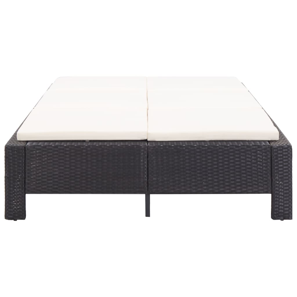 2-Personen-Sonnenliege mit Auflage Schwarz Poly Rattan - Pazzar.ch