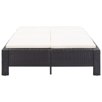 2-Personen-Sonnenliege mit Auflage Schwarz Poly Rattan - Pazzar.ch