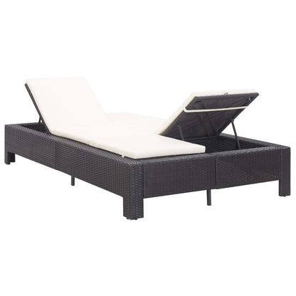 2-Personen-Sonnenliege mit Auflage Schwarz Poly Rattan - Pazzar.ch