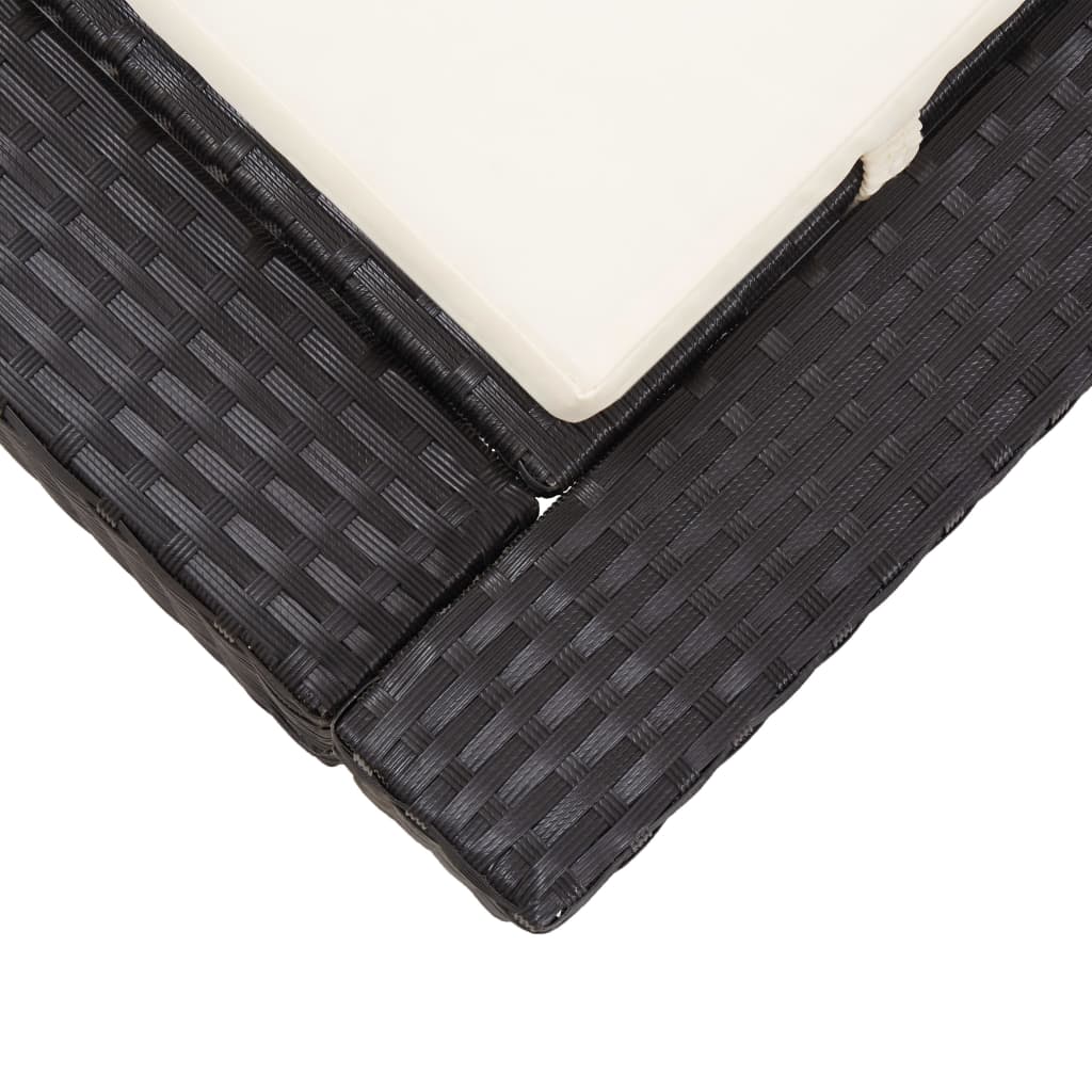 2-Personen-Sonnenliege mit Auflage Schwarz Poly Rattan - Pazzar.ch