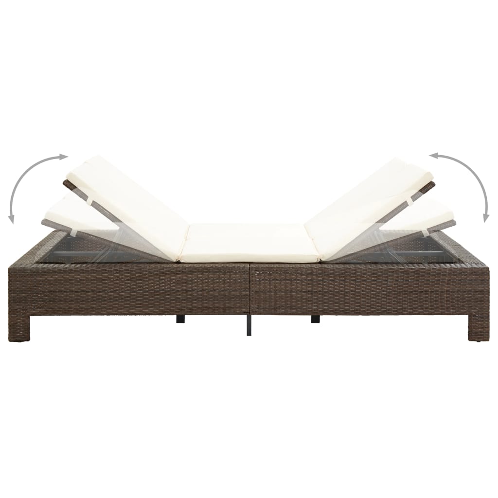 2-Personen-Sonnenliege mit Auflage Braun Poly Rattan - Pazzar.ch
