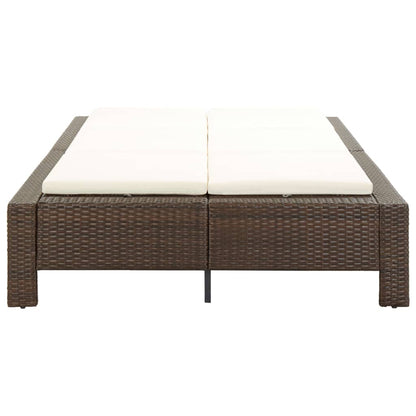 2-Personen-Sonnenliege mit Auflage Braun Poly Rattan - Pazzar.ch