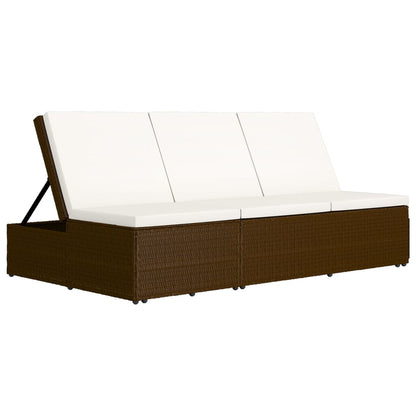 Sonnenliege mit Auflage Poly Rattan Braun - Pazzar.ch