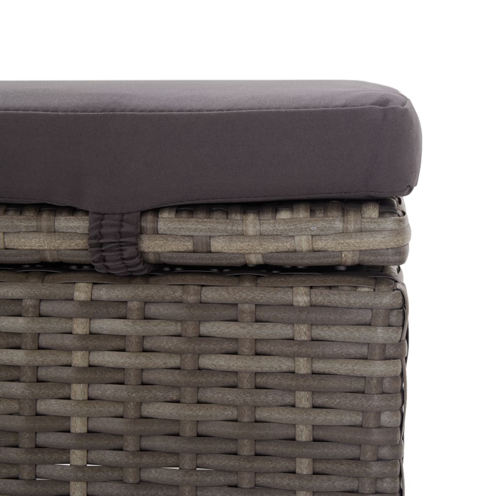 Sonnenliege mit Sonnenschutz und Auflagen Poly Rattan Grau - Pazzar.ch