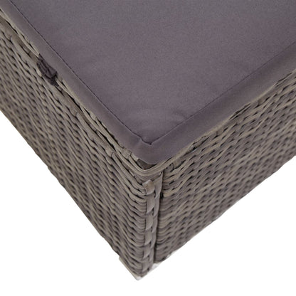 Sonnenliege mit Sonnenschutz und Auflagen Poly Rattan Grau - Pazzar.ch