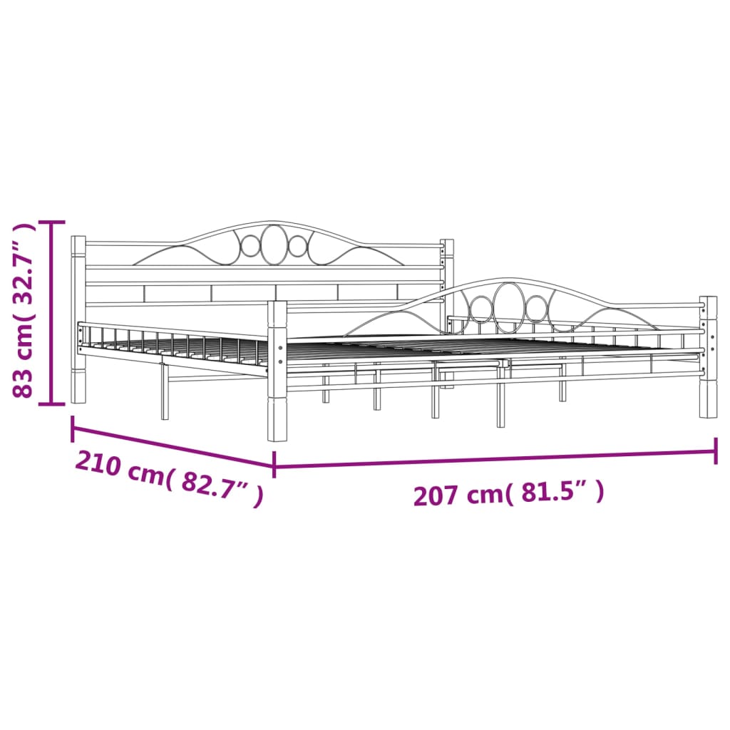 Bettgestell Schwarz Metall 200×200 cm - Pazzar.ch