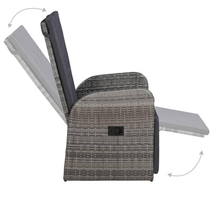 3-tlg. Bistro-Set mit Auflagen Poly Rattan Grau - Pazzar.ch