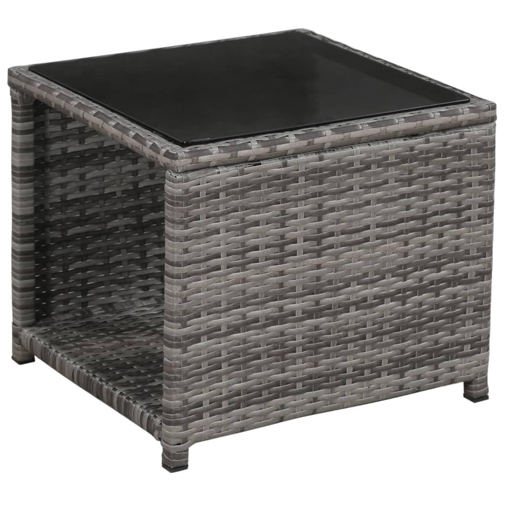 3-tlg. Bistro-Set mit Auflagen Poly Rattan Grau - Pazzar.ch