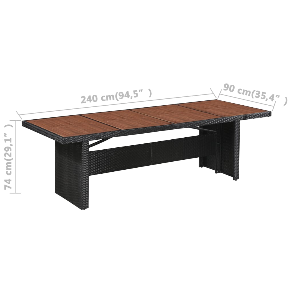 9-tlg. Garten-Essgruppe mit Auflagen Poly Rattan Schwarz - Pazzar.ch