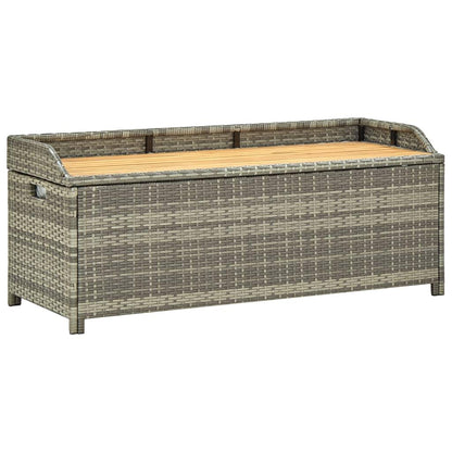 Gartenbank mit Stauraum 120 cm Poly Rattan Grau - Pazzar.ch