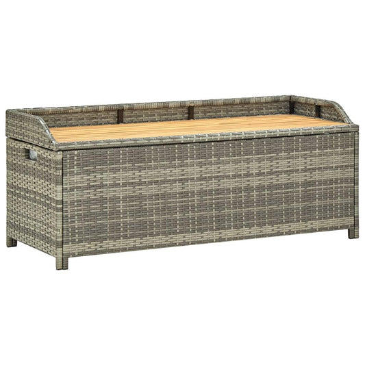 Gartenbank mit Stauraum 120 cm Poly Rattan Grau - Pazzar.ch