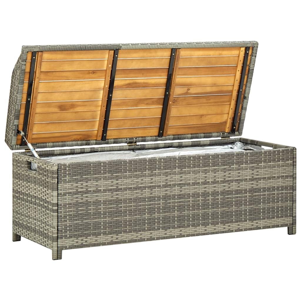 Gartenbank mit Stauraum 120 cm Poly Rattan Grau - Pazzar.ch