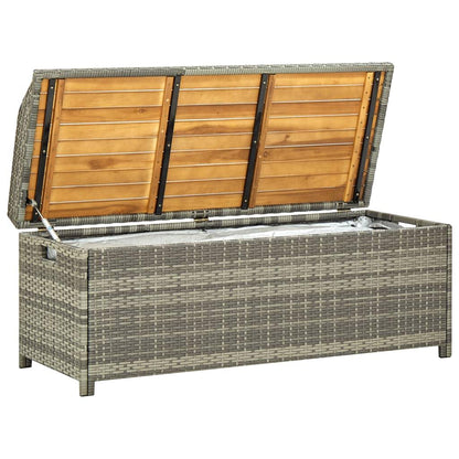 Gartenbank mit Stauraum 120 cm Poly Rattan Grau - Pazzar.ch