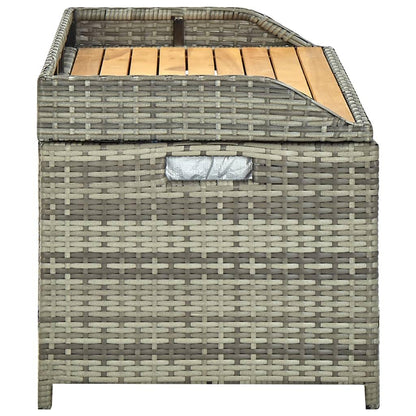 Gartenbank mit Stauraum 120 cm Poly Rattan Grau - Pazzar.ch