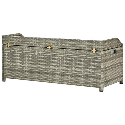 Gartenbank mit Stauraum 120 cm Poly Rattan Grau - Pazzar.ch