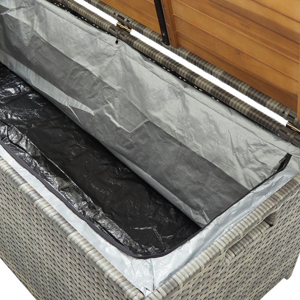 Gartenbank mit Stauraum 120 cm Poly Rattan Grau - Pazzar.ch