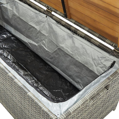 Gartenbank mit Stauraum 120 cm Poly Rattan Grau - Pazzar.ch