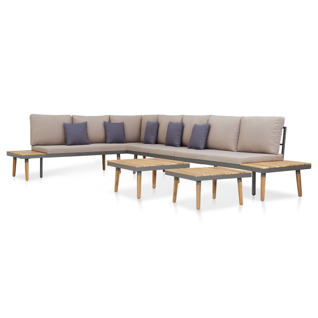 7-tlg. Garten-Lounge-Set mit Kissen Massivholz Akazie Braun - Pazzar.ch