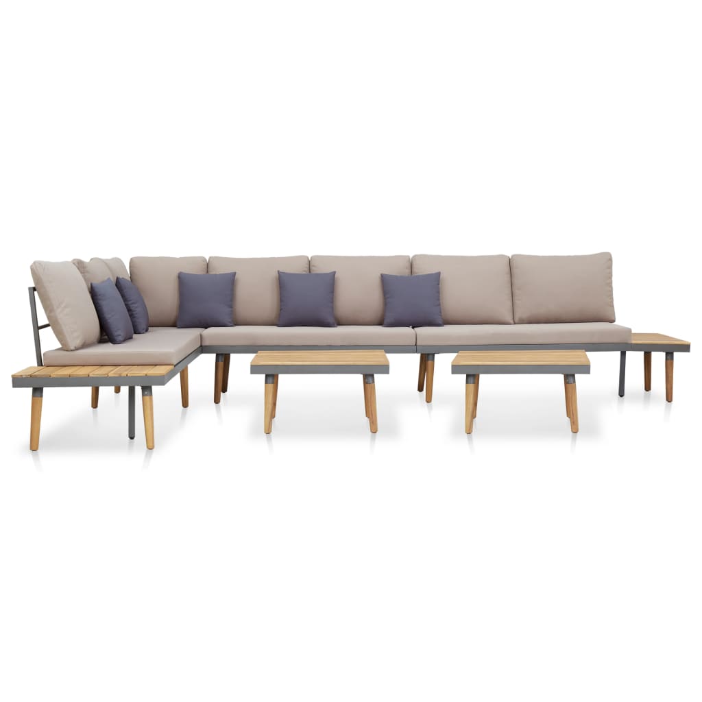 7-tlg. Garten-Lounge-Set mit Kissen Massivholz Akazie Braun - Pazzar.ch