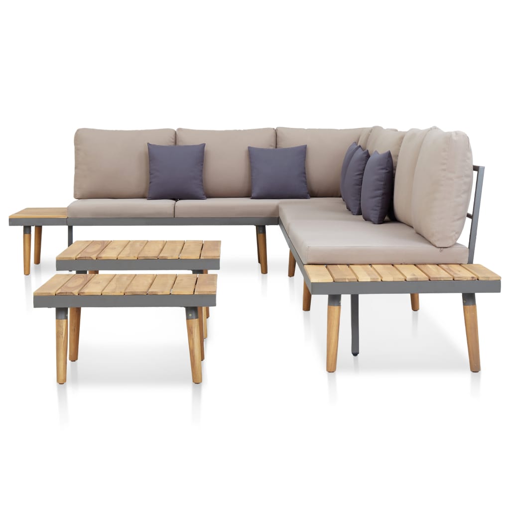 7-tlg. Garten-Lounge-Set mit Kissen Massivholz Akazie Braun - Pazzar.ch