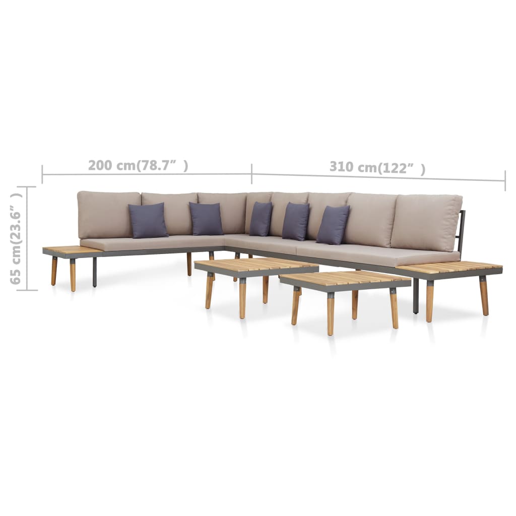 7-tlg. Garten-Lounge-Set mit Kissen Massivholz Akazie Braun - Pazzar.ch