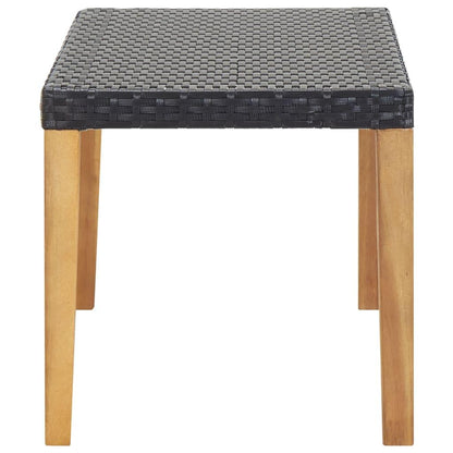 Gartenbank 120 cm Schwarz Poly Rattan und Massivholz Akazie - Pazzar.ch
