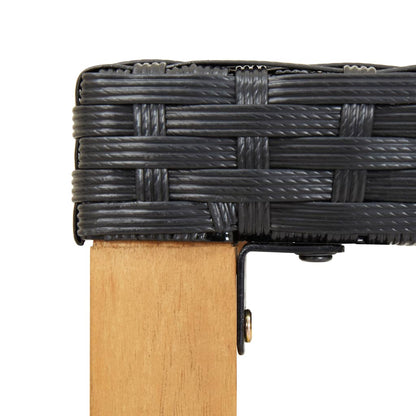 Gartenbank 120 cm Schwarz Poly Rattan und Massivholz Akazie - Pazzar.ch