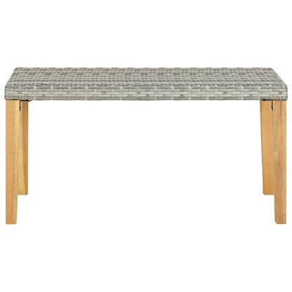 Gartenbank 120 cm Grau Poly Rattan und Massivholz Akazie - Pazzar.ch