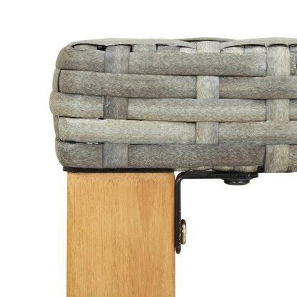 Gartenbank 120 cm Grau Poly Rattan und Massivholz Akazie - Pazzar.ch