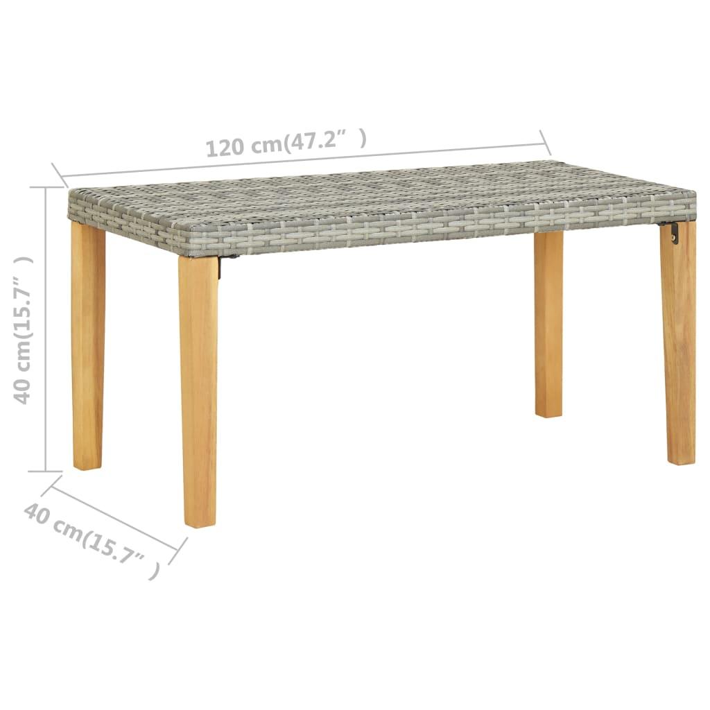 Gartenbank 120 cm Grau Poly Rattan und Massivholz Akazie - Pazzar.ch