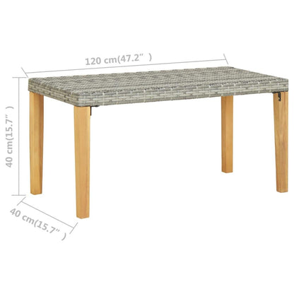 Gartenbank 120 cm Grau Poly Rattan und Massivholz Akazie - Pazzar.ch