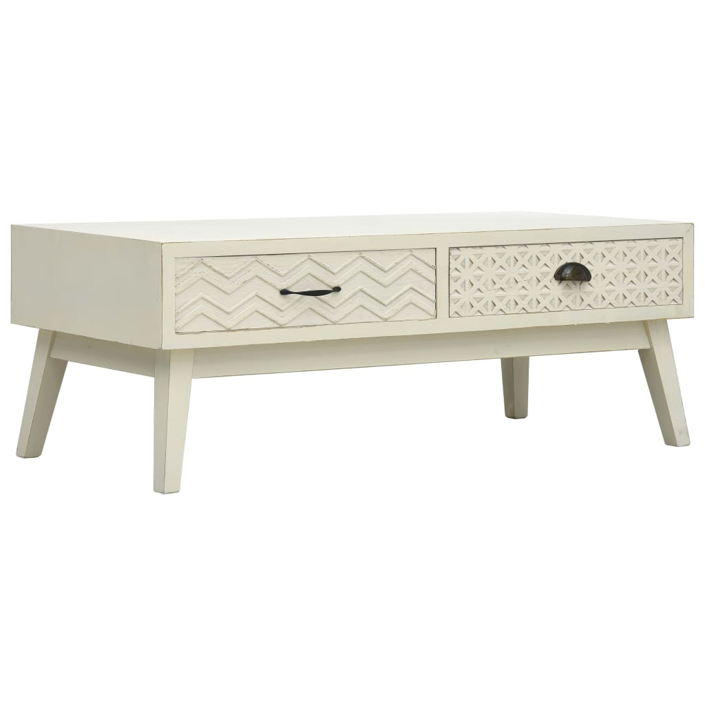 Couchtisch mit 2 Schubladen Schnitzerei Grau 110x50x40 cm Holz - Pazzar.ch