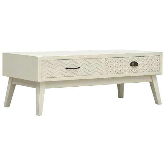 Couchtisch mit 2 Schubladen Schnitzerei Grau 110x50x40 cm Holz - Pazzar.ch