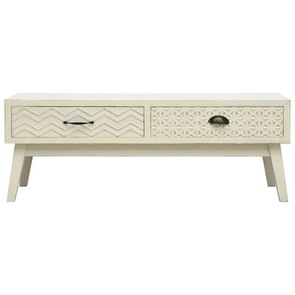 Couchtisch mit 2 Schubladen Schnitzerei Grau 110x50x40 cm Holz - Pazzar.ch