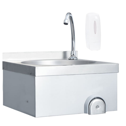 Handwaschbecken mit Wasserhahn und Seifenspender Edelstahl - Pazzar.ch