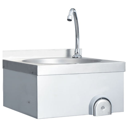 Handwaschbecken mit Wasserhahn und Seifenspender Edelstahl - Pazzar.ch