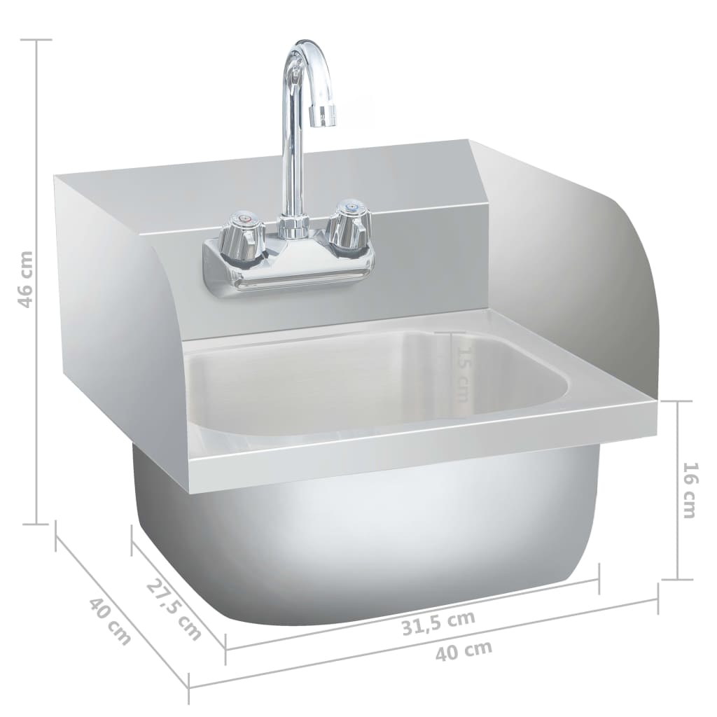 Gastro-Handwaschbecken mit Wasserhahn Edelstahl - Pazzar.ch