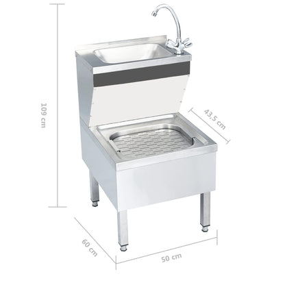 Gastro-Handwaschbecken mit Wasserhahn Freistehend Edelstahl - Pazzar.ch