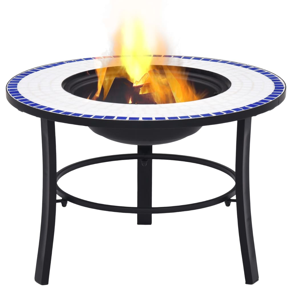 Feuerstelle Mosaik Keramik Blau und Weiß 68 cm - Pazzar.ch