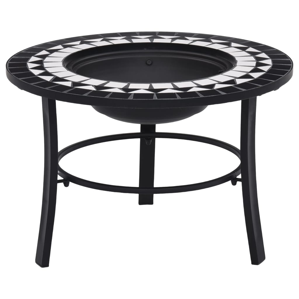Feuerstelle Mosaik Keramik Schwarz und Weiß 68 cm - Pazzar.ch