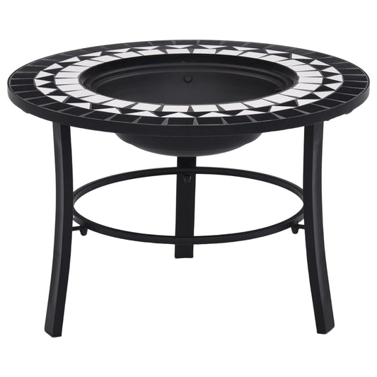 Feuerstelle Mosaik Keramik Schwarz und Weiß 68 cm - Pazzar.ch