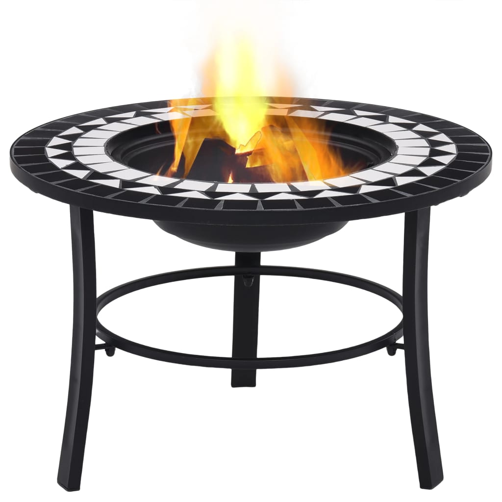Feuerstelle Mosaik Keramik Schwarz und Weiß 68 cm - Pazzar.ch