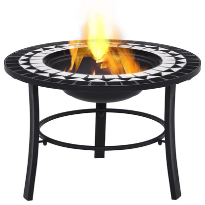 Feuerstelle Mosaik Keramik Schwarz und Weiß 68 cm - Pazzar.ch