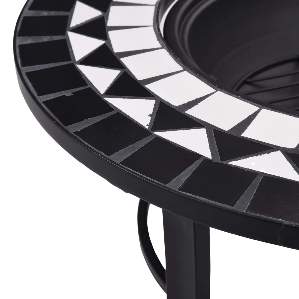 Feuerstelle Mosaik Keramik Schwarz und Weiß 68 cm - Pazzar.ch