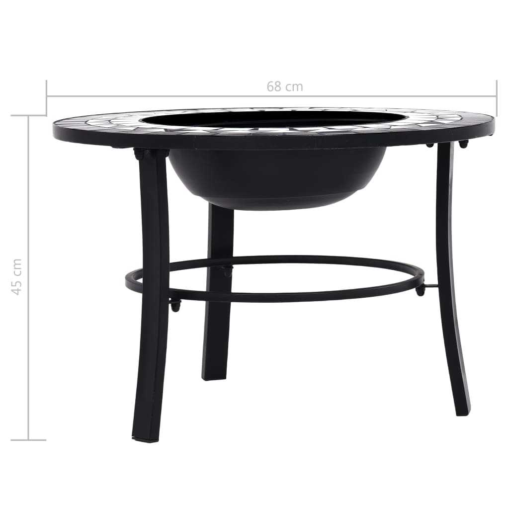 Feuerstelle Mosaik Keramik Schwarz und Weiß 68 cm - Pazzar.ch