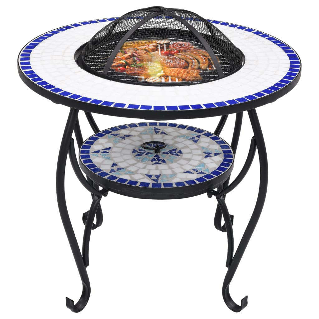Feuertisch Mosaik Keramik Blau und Weiß 68 cm - Pazzar.ch