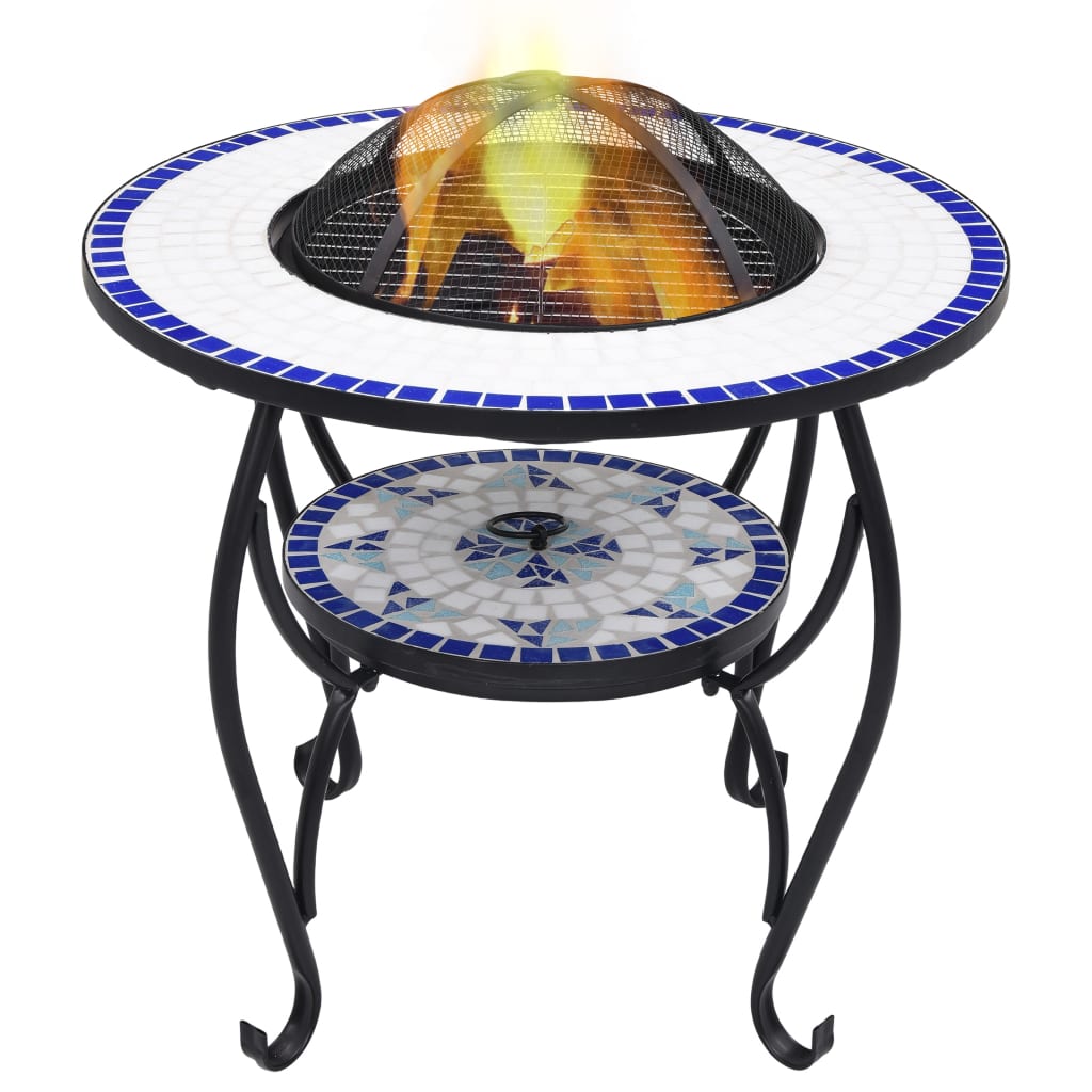 Feuertisch Mosaik Keramik Blau und Weiß 68 cm - Pazzar.ch
